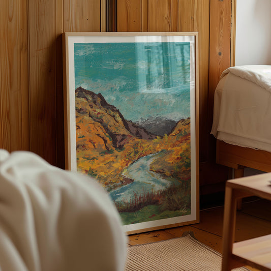 New Zealand Travel Art Print | Gouache Landscape Wall Art