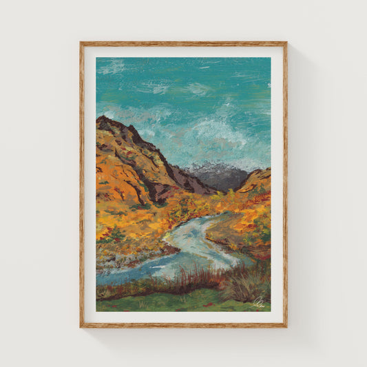 New Zealand Travel Art Print | Gouache Landscape Wall Art