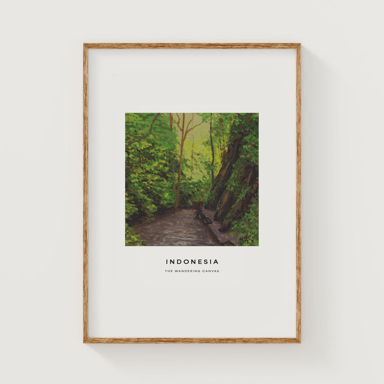 Bali Indonesia Minimal Travel Wall Art Print With Quote | Gouache Landscape Painting