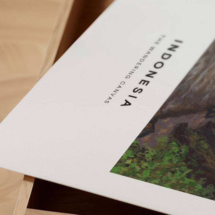 Bali Indonesia Minimal Travel Wall Art Print With Quote | Gouache Landscape Painting