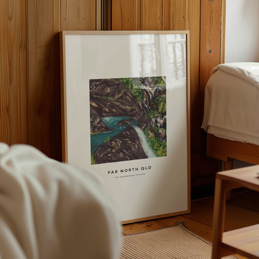 Cairns Far North QLD Minimal Travel Wall Art Print With Quote | Gouache Landscape Painting