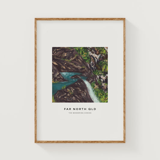 Cairns Far North QLD Minimal Travel Wall Art Print With Quote | Gouache Landscape Painting