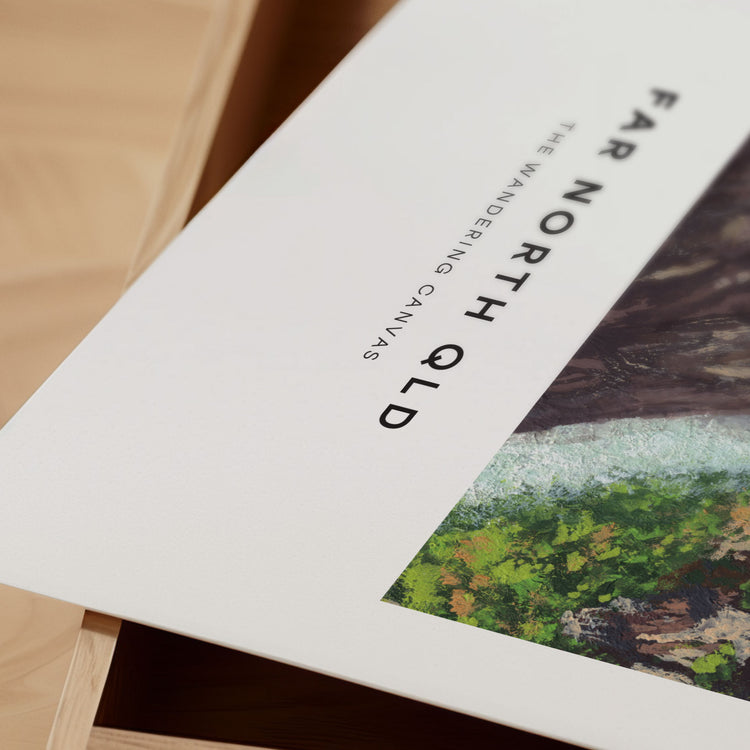 Cairns Far North QLD Minimal Travel Wall Art Print With Quote | Gouache Landscape Painting