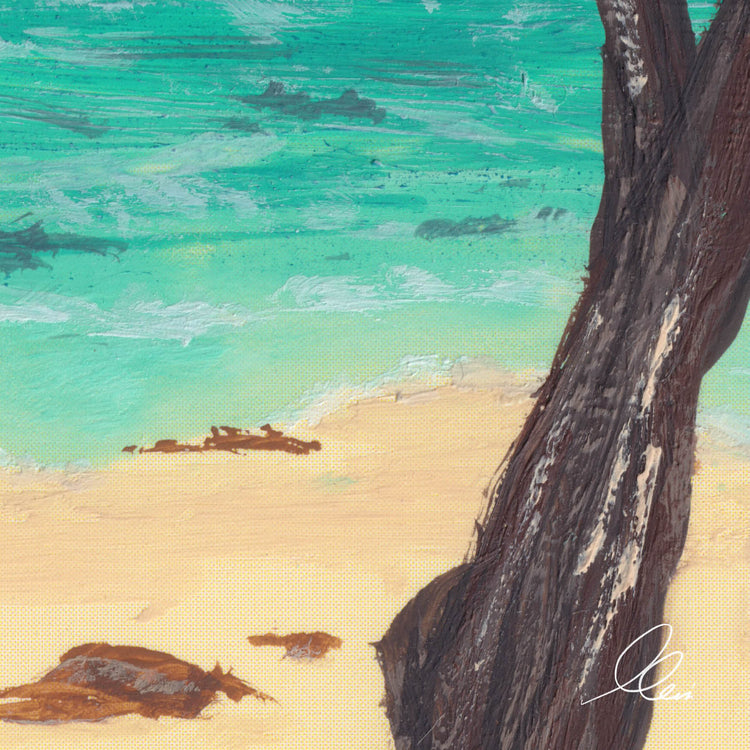 Great Keppel Island Minimal Travel Wall Art Print With Quote | Gouache Landscape Painting