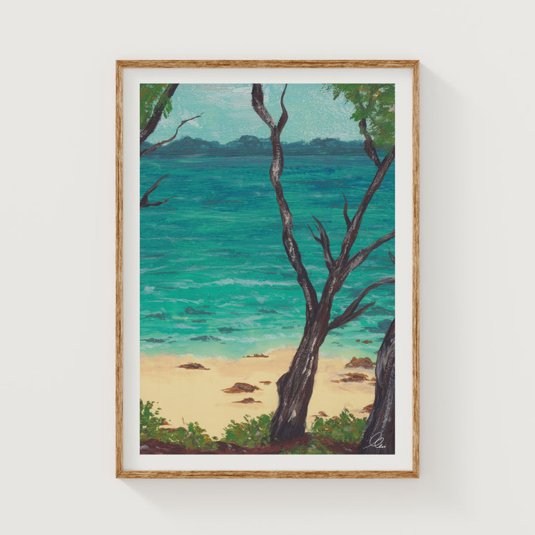 Great Keppel Island Travel Art Print | Gouache Landscape Wall Art