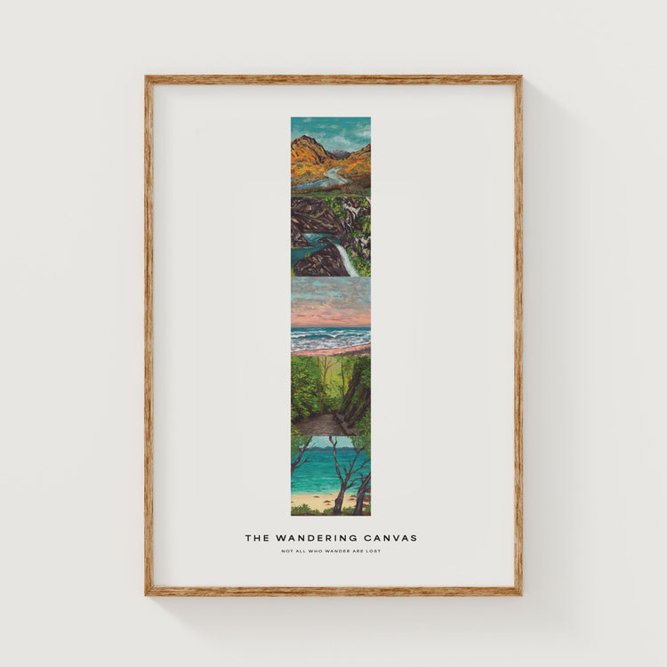 Minimal Travel Destination Quote Wall Art Print | Gouache Landscape Painting