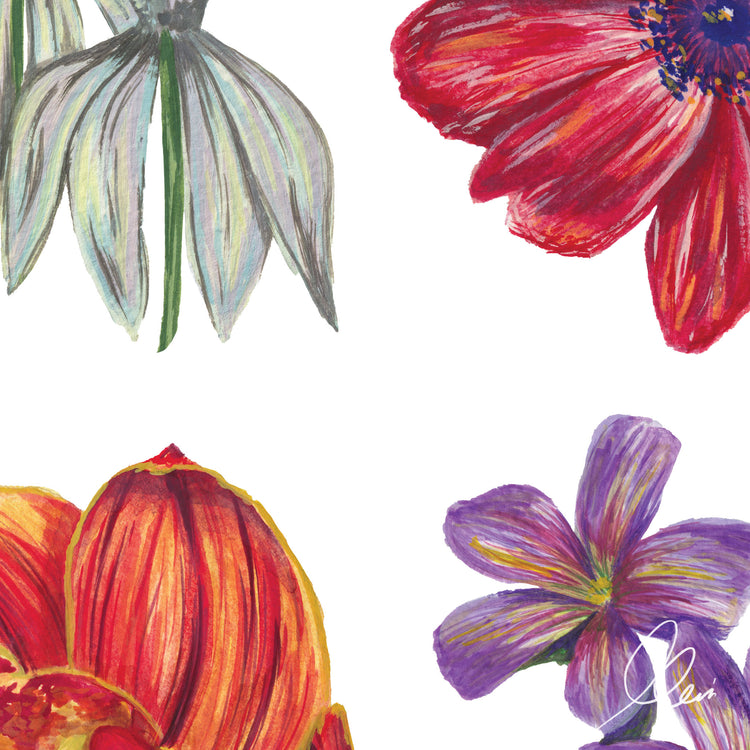 Floral Grid Fine Art Print | Gouache Flower Wall Art