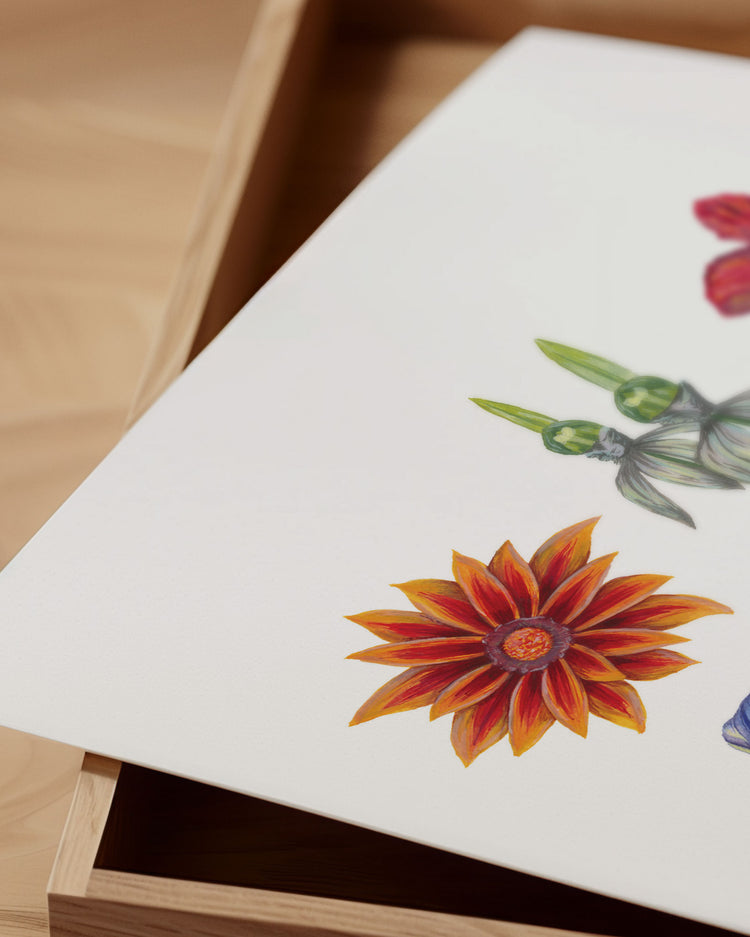 Floral Grid Fine Art Print | Gouache Flower Wall Art