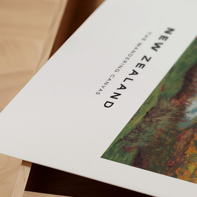 New Zealand Minimal Travel Wall Art Print With Quote | Gouache Landscape Painting