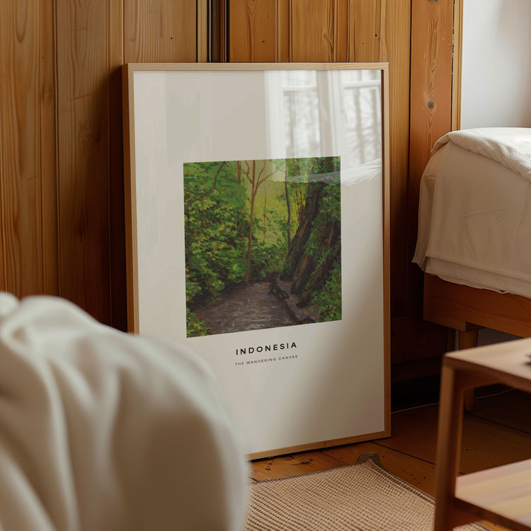 Bali Indonesia Minimal Travel Wall Art Print With Quote | Gouache Landscape Painting